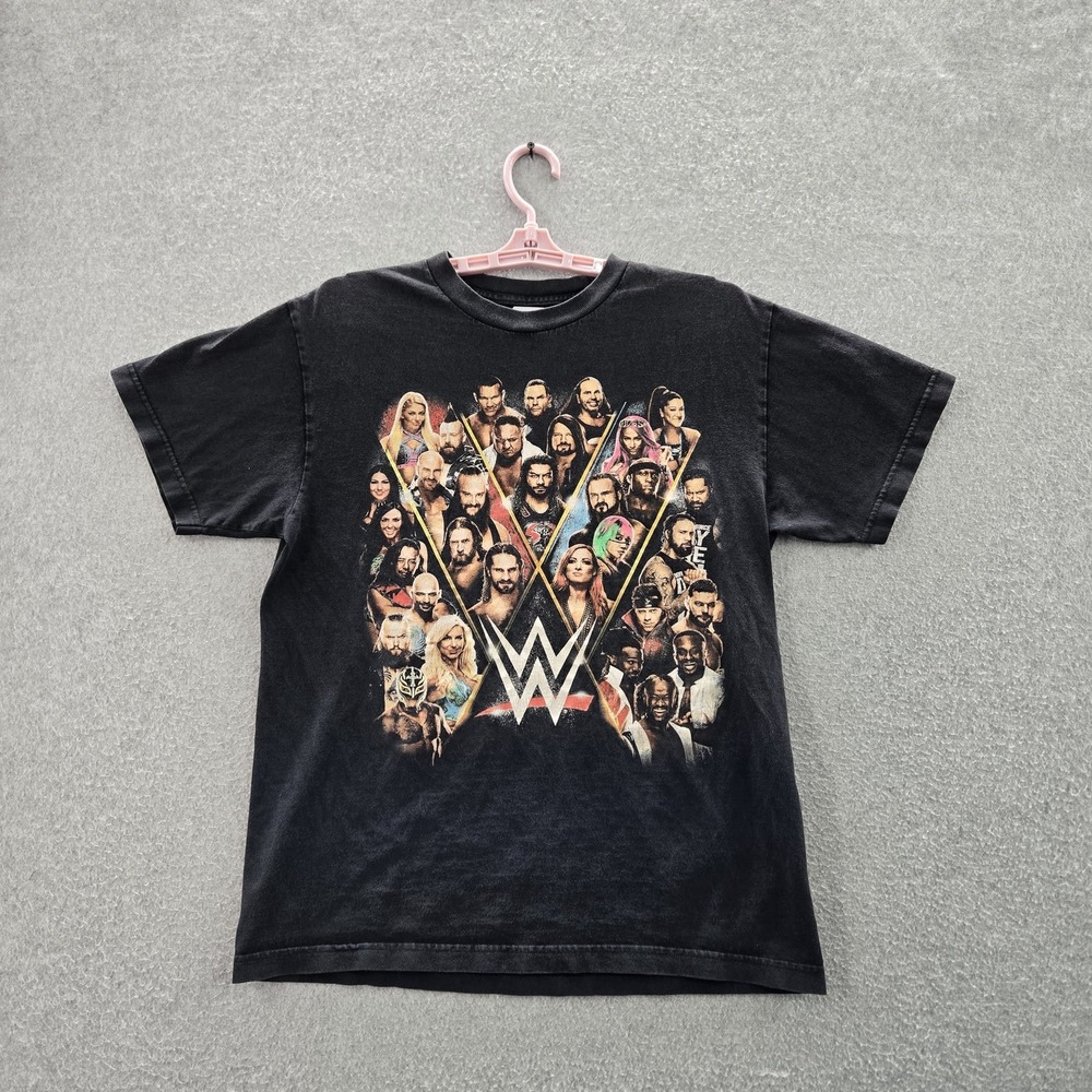 WWE Men Shirt‎ M Black Graphic Print Superstars Logo Short Sleeve I was There